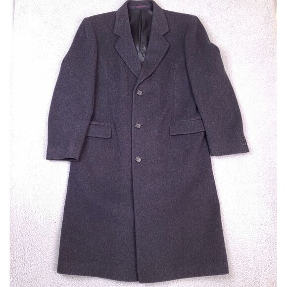 NINO CERRUTI Vintage Mens Overcoat‎ 42L Wool Cashmere Gray Single Coat Jacket - Picture 1 of 16